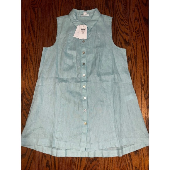 J. Jill Tops - NWT J Jill Love Linen Sleeveless Button Shirt Lt Blue XSP coastal grandmother